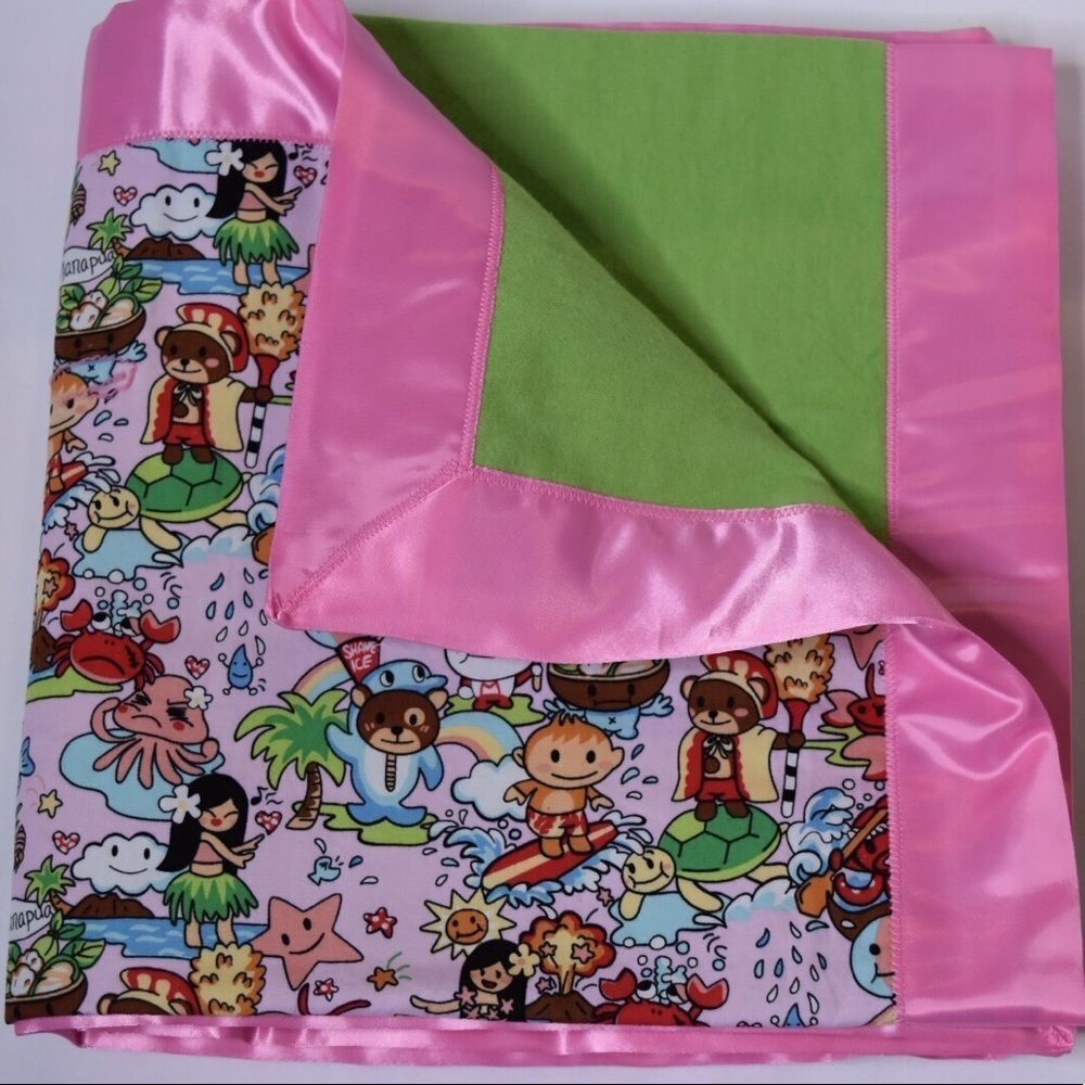 💖🏝️🏄🏼♀️brand NEW🌊🐠Handmade Aloha Print Crib Blanket - Picture 2 of 5